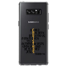 DistinctInk® Clear Shockproof Hybrid Case for Apple iPhone / Samsung Galaxy / Google Pixel - Christmas - Isaiah 9:6 - Black Yellow