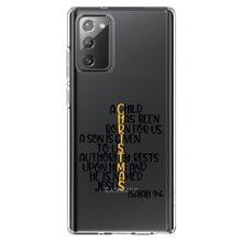 DistinctInk® Clear Shockproof Hybrid Case for Apple iPhone / Samsung Galaxy / Google Pixel - Christmas - Isaiah 9:6 - Black Yellow