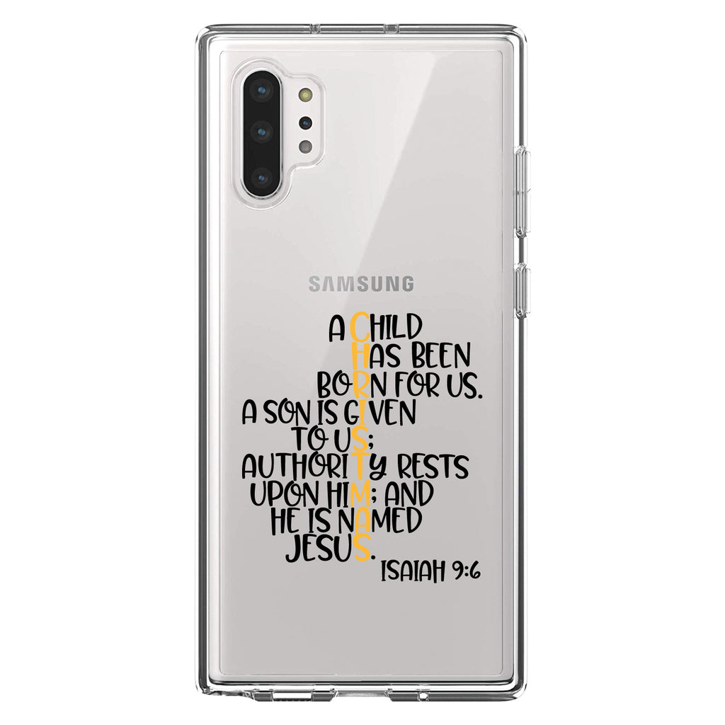 Christmas, Isaiah 9:6, Black Yellow Clear Shockproof iPhone Case, view 10