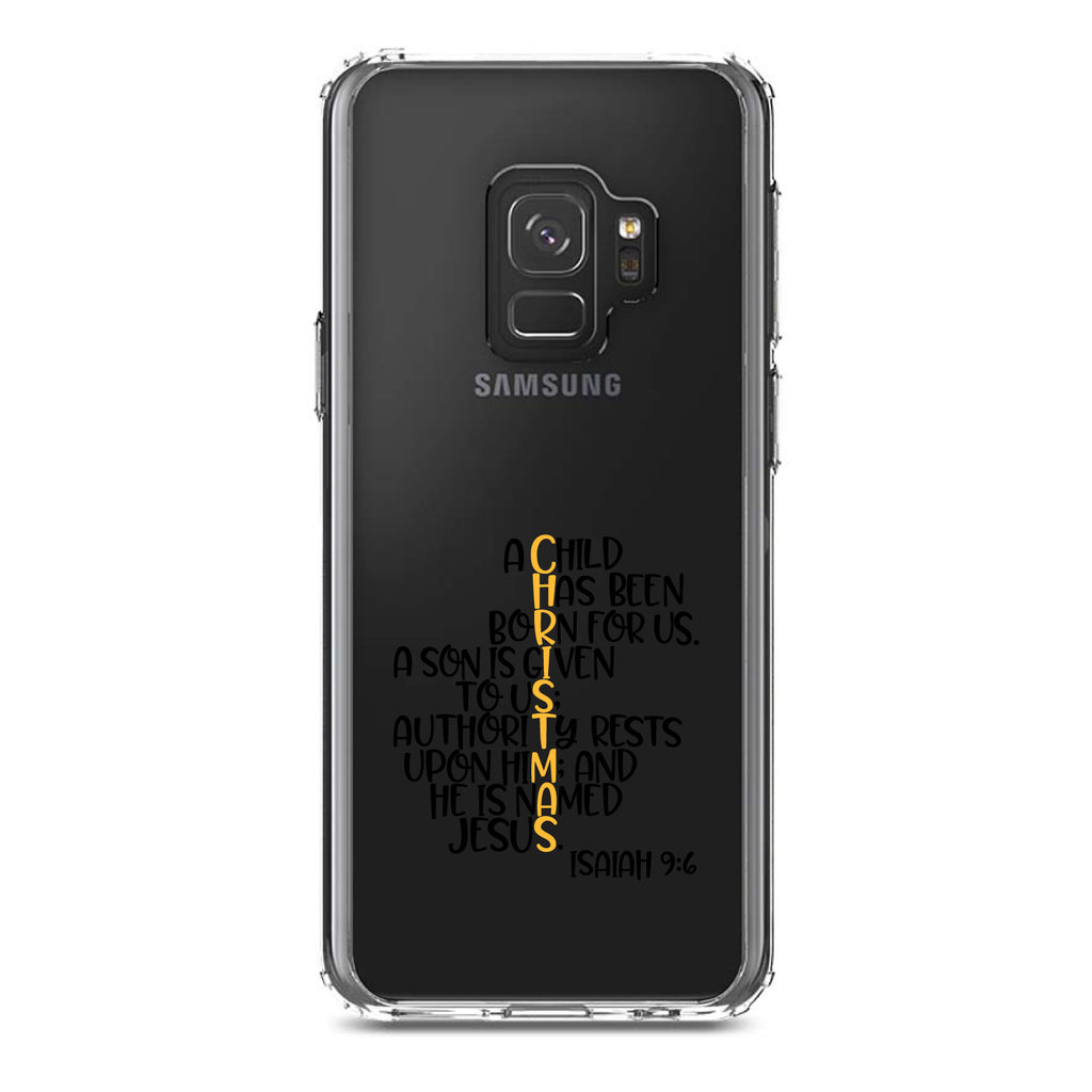 Christmas, Isaiah 9:6, Black Yellow Clear Shockproof iPhone Case, view 19