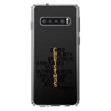 DistinctInk® Clear Shockproof Hybrid Case for Apple iPhone / Samsung Galaxy / Google Pixel - Christmas - Isaiah 9:6 - Black Yellow