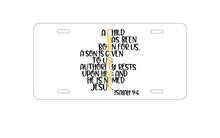 DistinctInk Custom Aluminum Decorative Vanity Front License Plate - Christmas - Isaiah 9:6 - Black Yellow