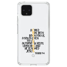 DistinctInk® Clear Shockproof Hybrid Case for Apple iPhone / Samsung Galaxy / Google Pixel - Christmas - Isaiah 9:6 - Black Yellow