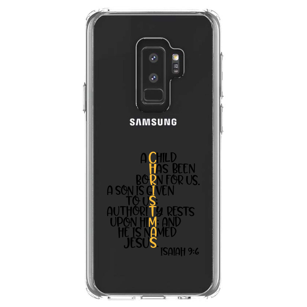 Christmas, Isaiah 9:6, Black Yellow Clear Shockproof iPhone Case, view 20