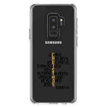 DistinctInk® Clear Shockproof Hybrid Case for Apple iPhone / Samsung Galaxy / Google Pixel - Christmas - Isaiah 9:6 - Black Yellow