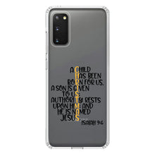DistinctInk® Clear Shockproof Hybrid Case for Apple iPhone / Samsung Galaxy / Google Pixel - Christmas - Isaiah 9:6 - Black Yellow