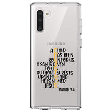 DistinctInk® Clear Shockproof Hybrid Case for Apple iPhone / Samsung Galaxy / Google Pixel - Christmas - Isaiah 9:6 - Black Yellow