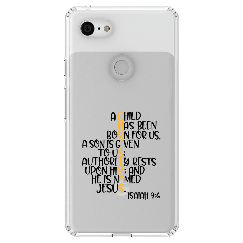 Christmas, Isaiah 9:6, Black Yellow Clear Shockproof iPhone Case, view 21