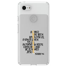 DistinctInk® Clear Shockproof Hybrid Case for Apple iPhone / Samsung Galaxy / Google Pixel - Christmas - Isaiah 9:6 - Black Yellow