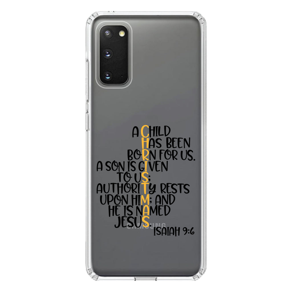 Christmas, Isaiah 9:6, Black Yellow Clear Shockproof iPhone Case, view 15