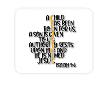 DistinctInk Custom Foam Rubber Mouse Pad - 1/4" Thick - Christmas - Isaiah 9:6 - Black Yellow