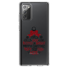 DistinctInk® Clear Shockproof Hybrid Case for Apple iPhone / Samsung Galaxy / Google Pixel - Christmas Words Ornament Red Glitter Look