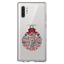DistinctInk® Clear Shockproof Hybrid Case for Apple iPhone / Samsung Galaxy / Google Pixel - Christmas Words Ornament Red Glitter Look