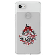 DistinctInk® Clear Shockproof Hybrid Case for Apple iPhone / Samsung Galaxy / Google Pixel - Christmas Words Ornament Red Glitter Look