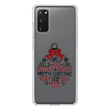 DistinctInk® Clear Shockproof Hybrid Case for Apple iPhone / Samsung Galaxy / Google Pixel - Christmas Words Ornament Red Glitter Look