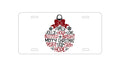 Custom Aluminum Decorative Vanity Front License Plate - Christmas Words Ornament Red Glitter Look