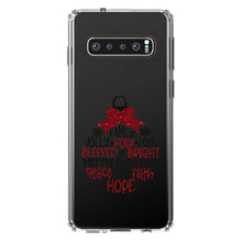 DistinctInk® Clear Shockproof Hybrid Case for Apple iPhone / Samsung Galaxy / Google Pixel - Christmas Words Ornament Red Glitter Look