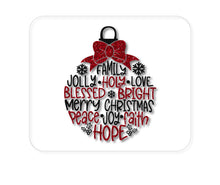 DistinctInk Custom Foam Rubber Mouse Pad - 1/4" Thick - Christmas Words Ornament Red Glitter Look