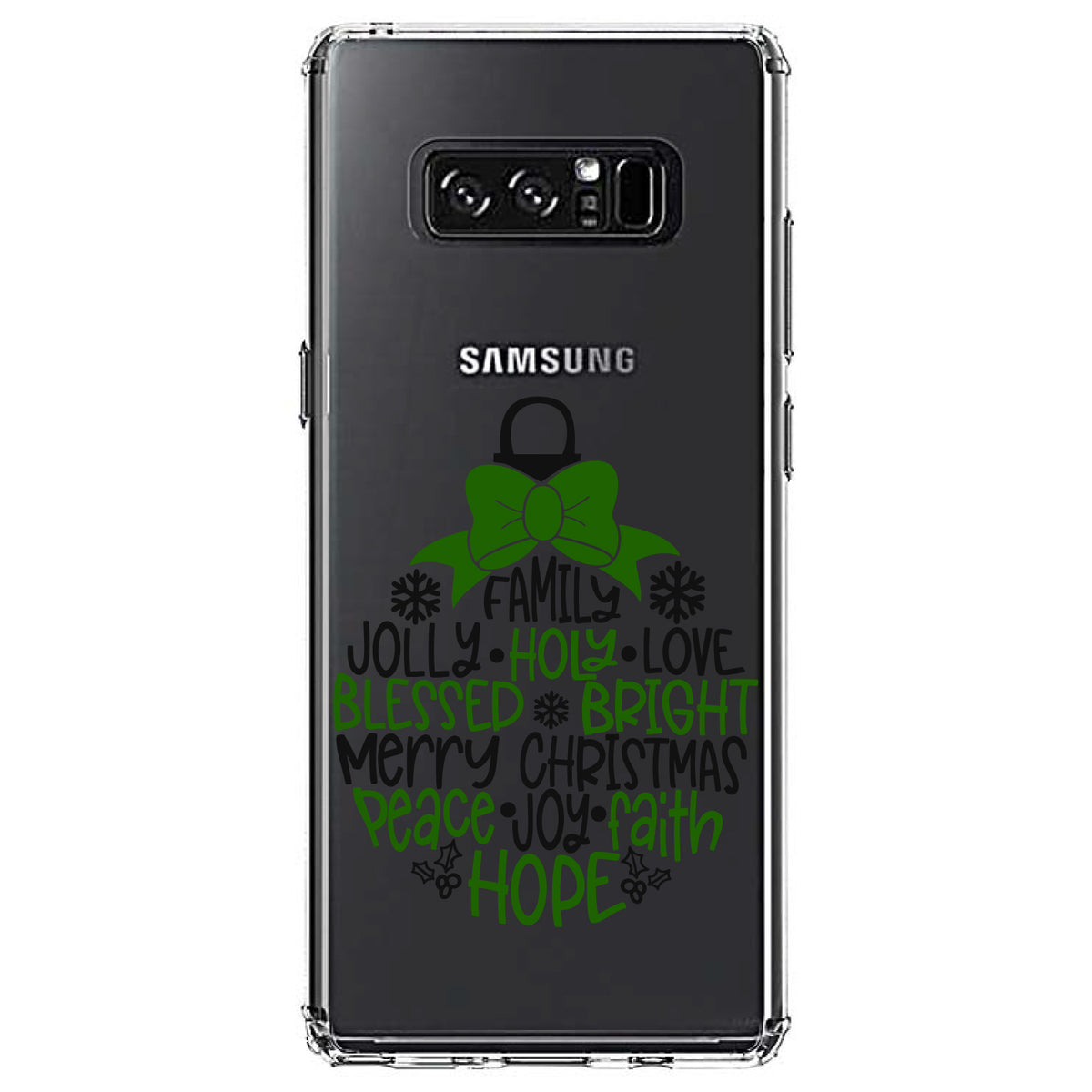 Christmas Words Ornament Black Green Clear Shockproof iPhone Case, view 12