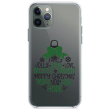 DistinctInk® Clear Shockproof Hybrid Case for Apple iPhone / Samsung Galaxy / Google Pixel - Christmas Words Ornament Black Green