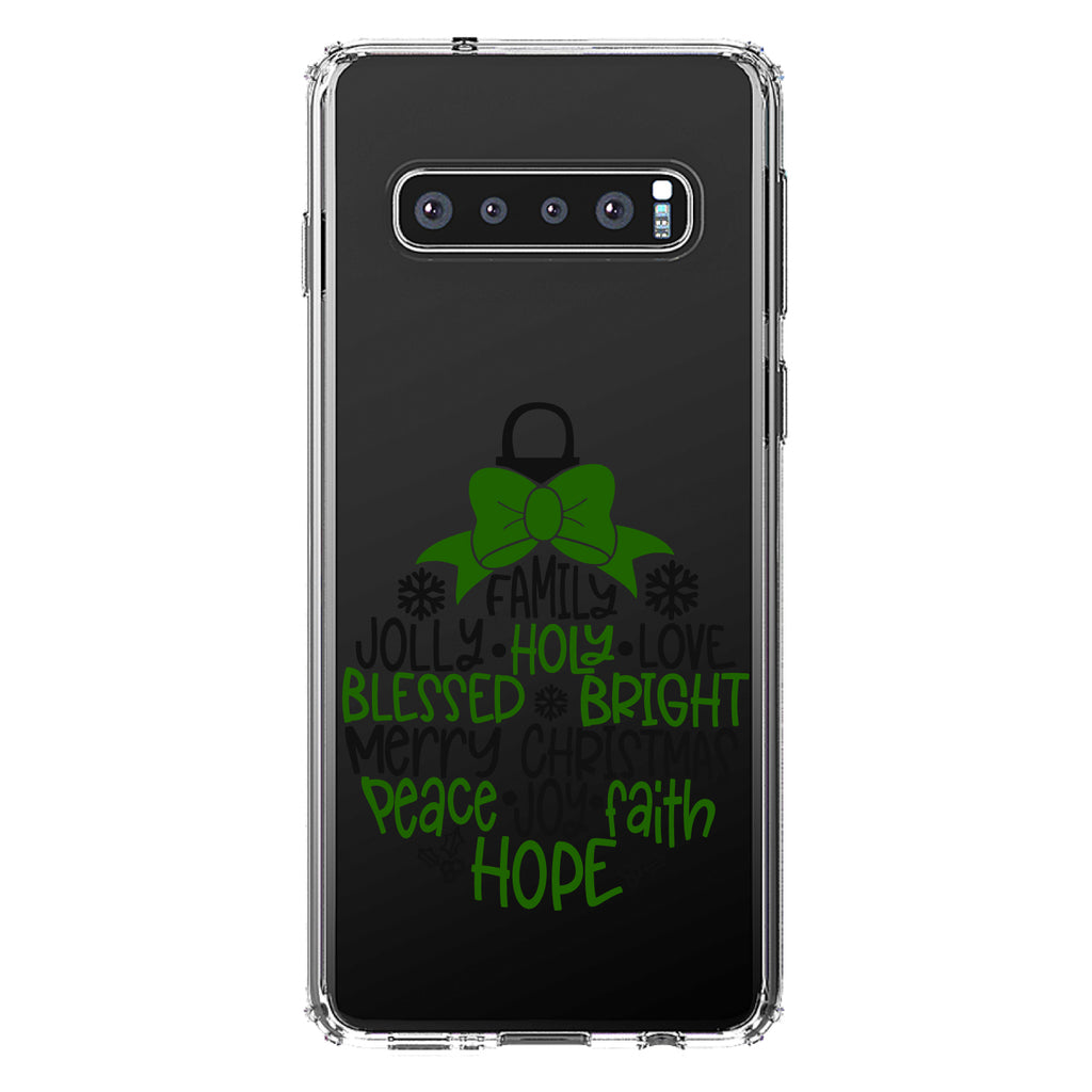 Christmas Words Ornament Black Green Clear Shockproof iPhone Case, view 17