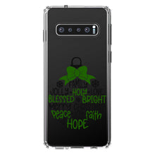 DistinctInk® Clear Shockproof Hybrid Case for Apple iPhone / Samsung Galaxy / Google Pixel - Christmas Words Ornament Black Green