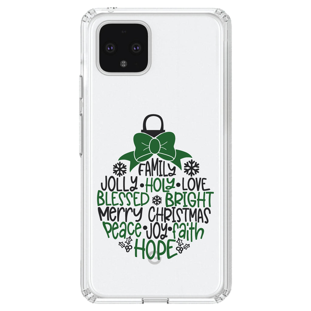Christmas Words Ornament Black Green Clear Shockproof iPhone Case, view 24
