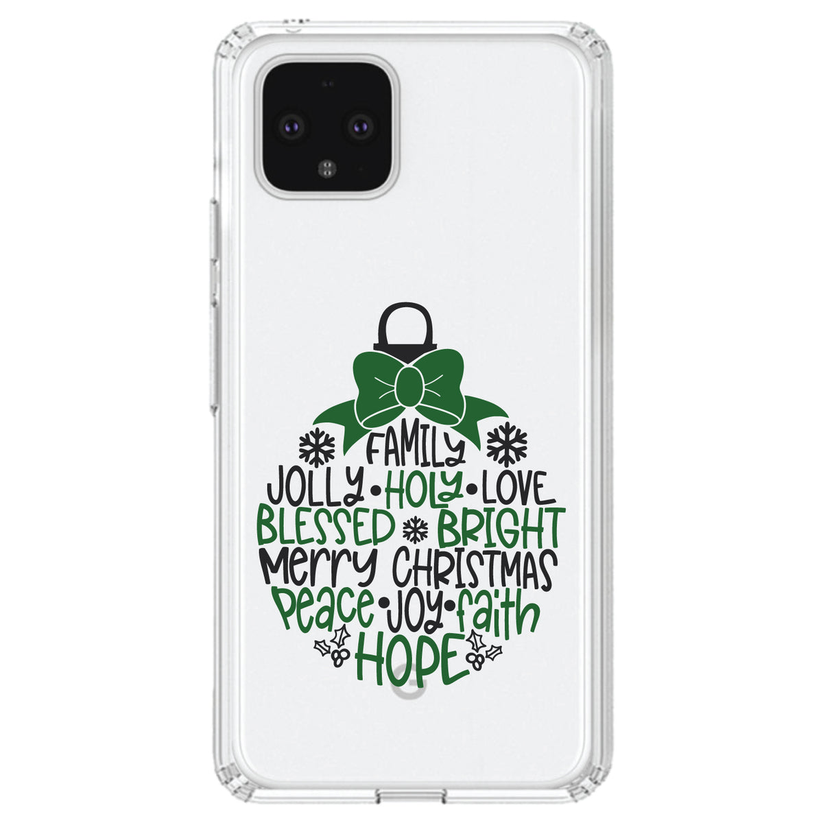 Christmas Words Ornament Black Green Clear Shockproof iPhone Case, view 24