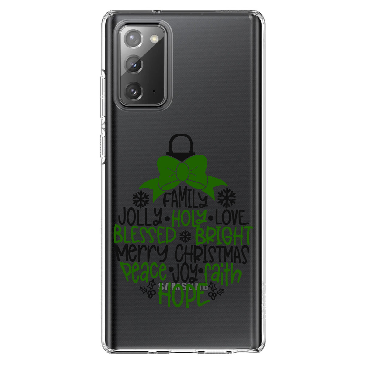 Christmas Words Ornament Black Green Clear Shockproof iPhone Case, view 7