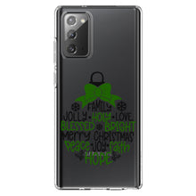 DistinctInk® Clear Shockproof Hybrid Case for Apple iPhone / Samsung Galaxy / Google Pixel - Christmas Words Ornament Black Green