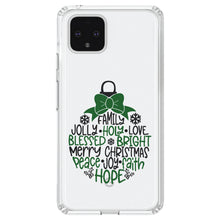 DistinctInk® Clear Shockproof Hybrid Case for Apple iPhone / Samsung Galaxy / Google Pixel - Christmas Words Ornament Black Green