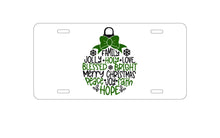 DistinctInk Custom Aluminum Decorative Vanity Front License Plate - Christmas Words Ornament Black Green