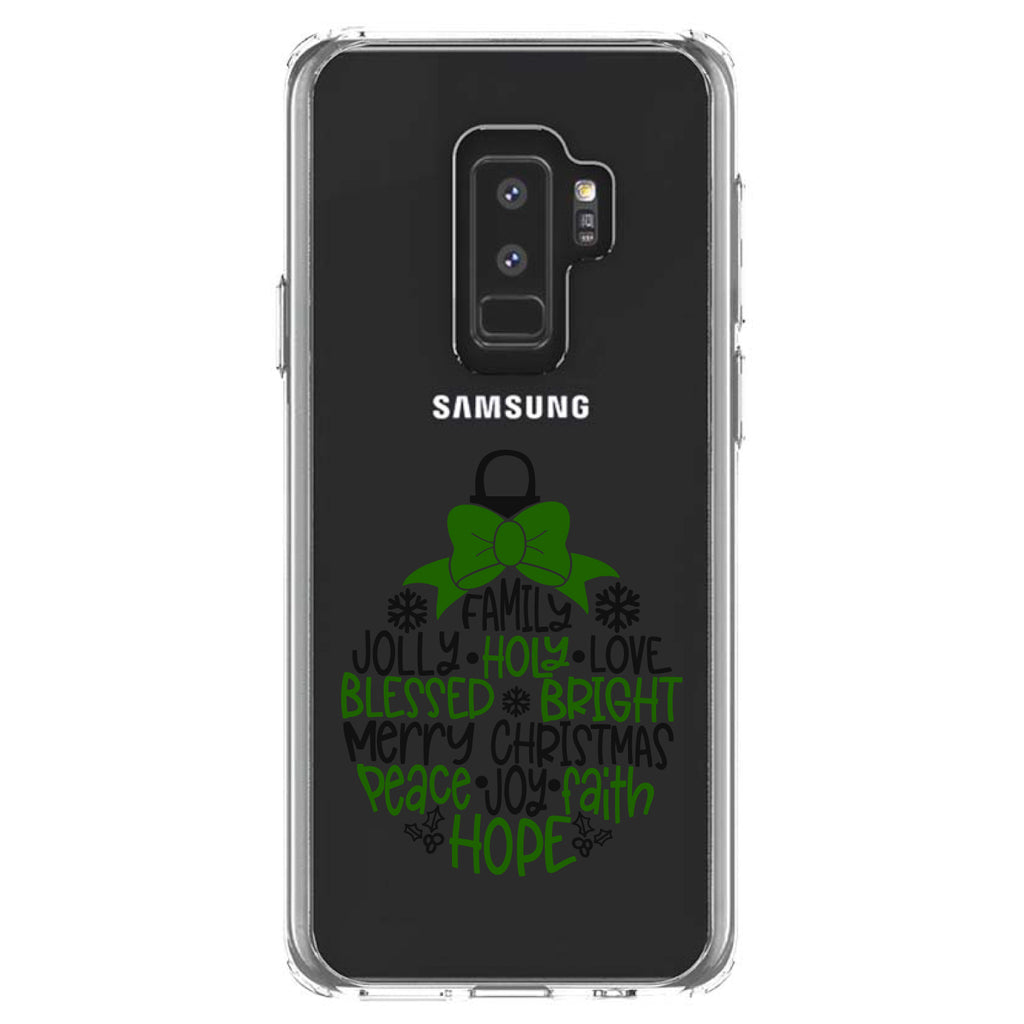 Christmas Words Ornament Black Green Clear Shockproof iPhone Case, view 20