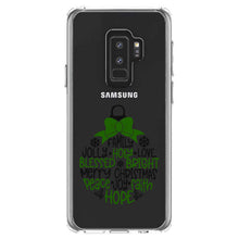 DistinctInk® Clear Shockproof Hybrid Case for Apple iPhone / Samsung Galaxy / Google Pixel - Christmas Words Ornament Black Green