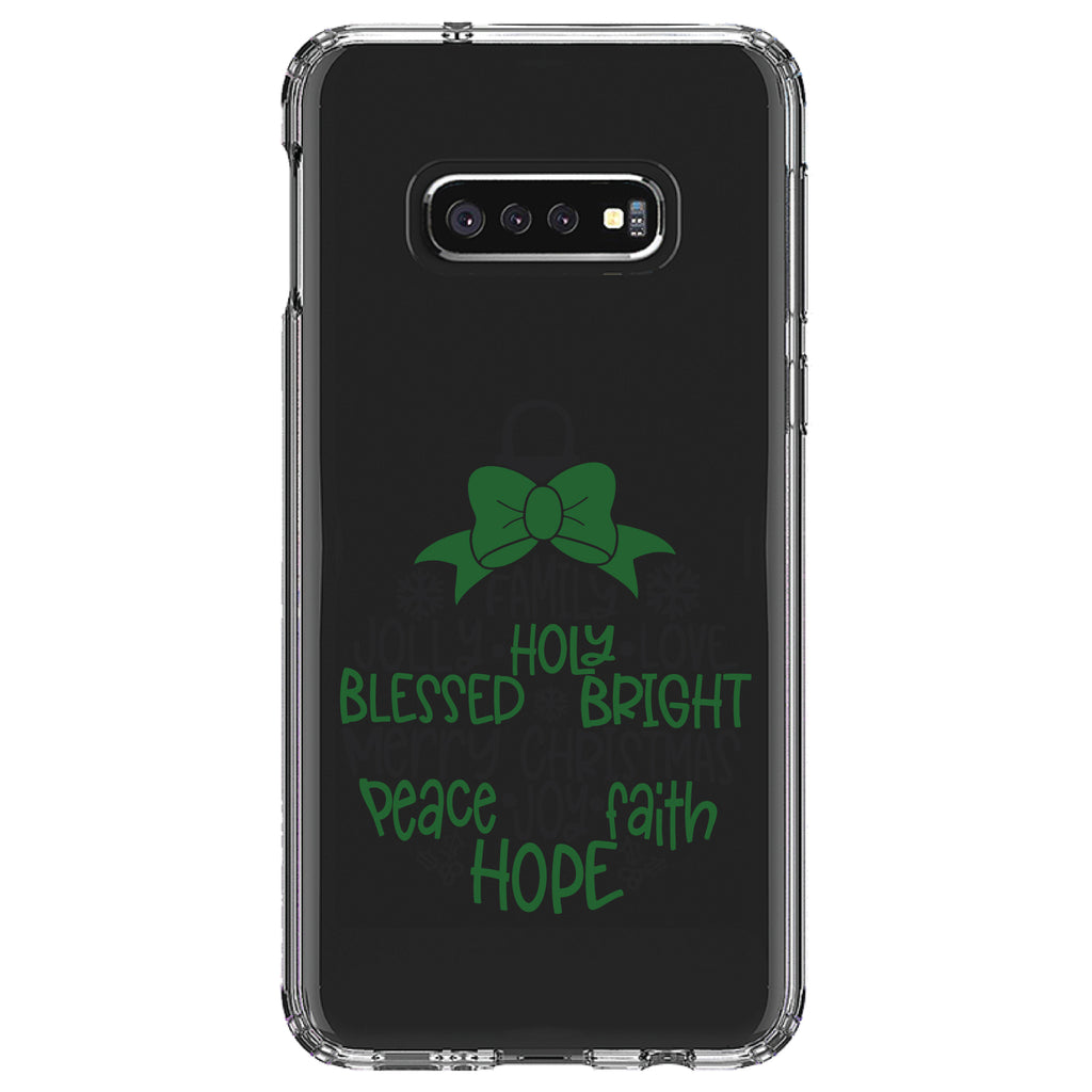 Christmas Words Ornament Black Green Clear Shockproof iPhone Case, view 18