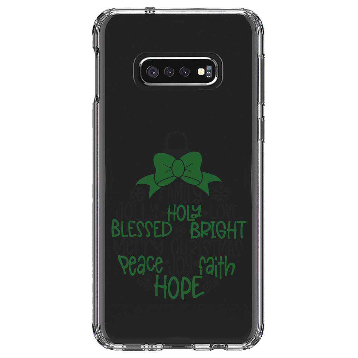 Christmas Words Ornament Black Green Clear Shockproof iPhone Case, view 18