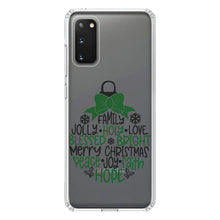 DistinctInk® Clear Shockproof Hybrid Case for Apple iPhone / Samsung Galaxy / Google Pixel - Christmas Words Ornament Black Green