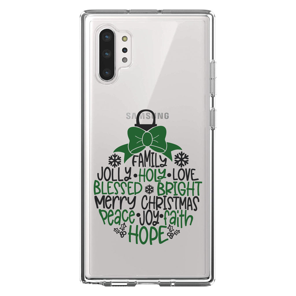 Christmas Words Ornament Black Green Clear Shockproof iPhone Case, view 10