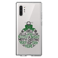 DistinctInk® Clear Shockproof Hybrid Case for Apple iPhone / Samsung Galaxy / Google Pixel - Christmas Words Ornament Black Green