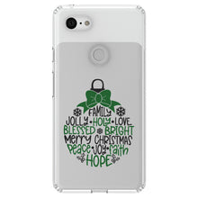 DistinctInk® Clear Shockproof Hybrid Case for Apple iPhone / Samsung Galaxy / Google Pixel - Christmas Words Ornament Black Green