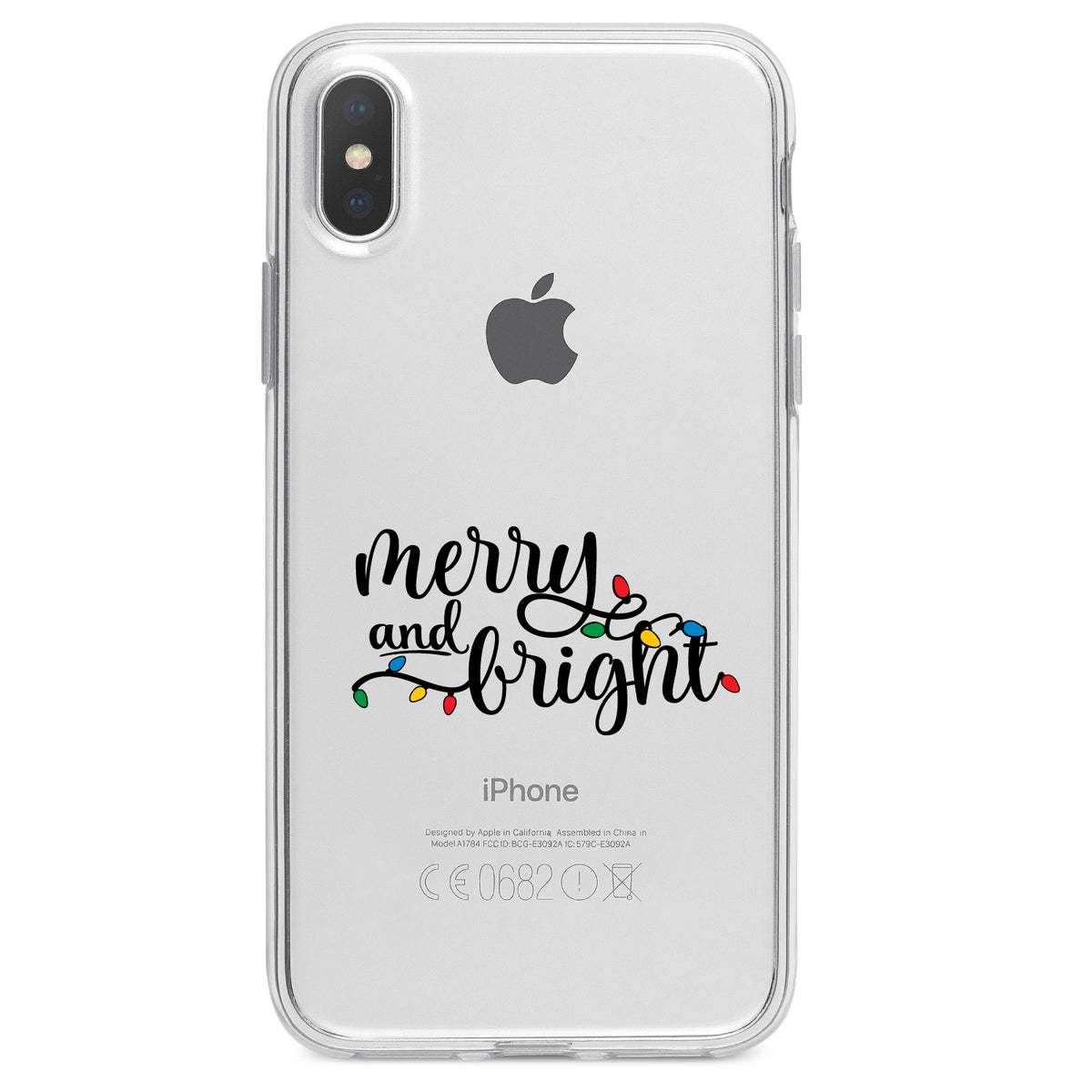 Merry and Bright, Christmas Lights Clear Shockproof iPhone Case, view 4