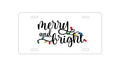 Custom Aluminum Decorative Vanity Front License Plate - Merry and Bright - Christmas Lights