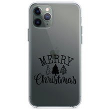 DistinctInk® Clear Shockproof Hybrid Case for Apple iPhone / Samsung Galaxy / Google Pixel - Merry Christmas Doodle Trees