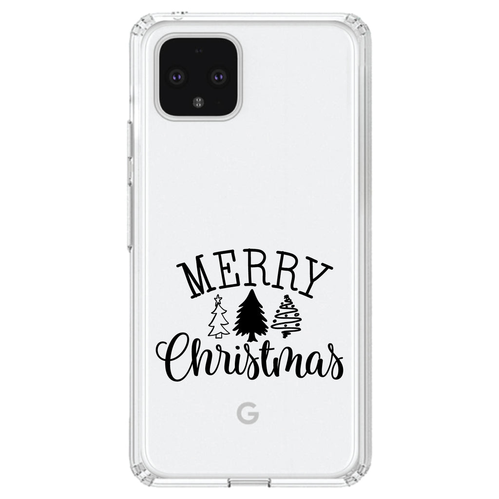 Merry Christmas Doodle Trees Clear Shockproof iPhone Case, view 23