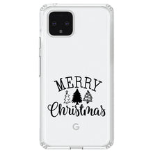 DistinctInk® Clear Shockproof Hybrid Case for Apple iPhone / Samsung Galaxy / Google Pixel - Merry Christmas Doodle Trees