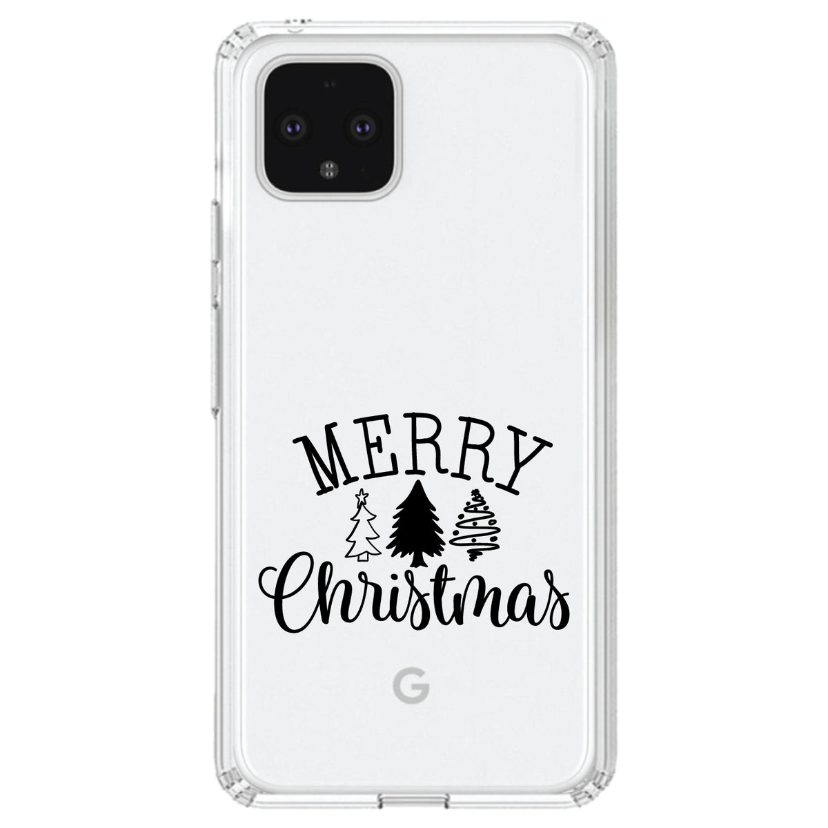 Merry Christmas Doodle Trees Clear Shockproof iPhone Case, view 24