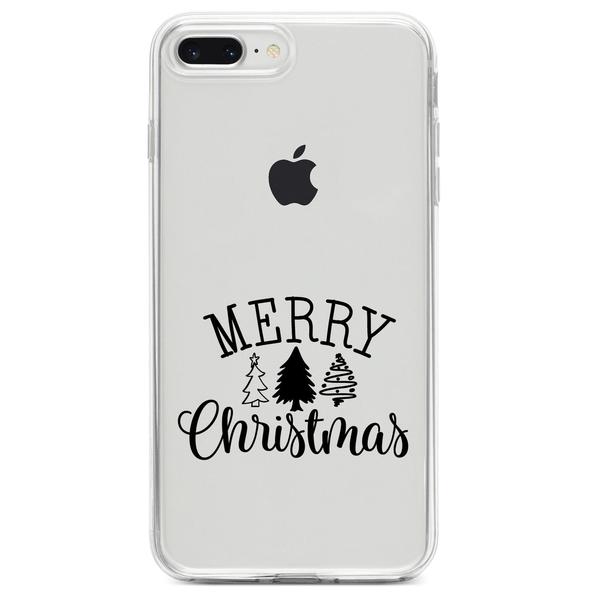 Merry Christmas Doodle Trees Clear Shockproof iPhone Case, view 6