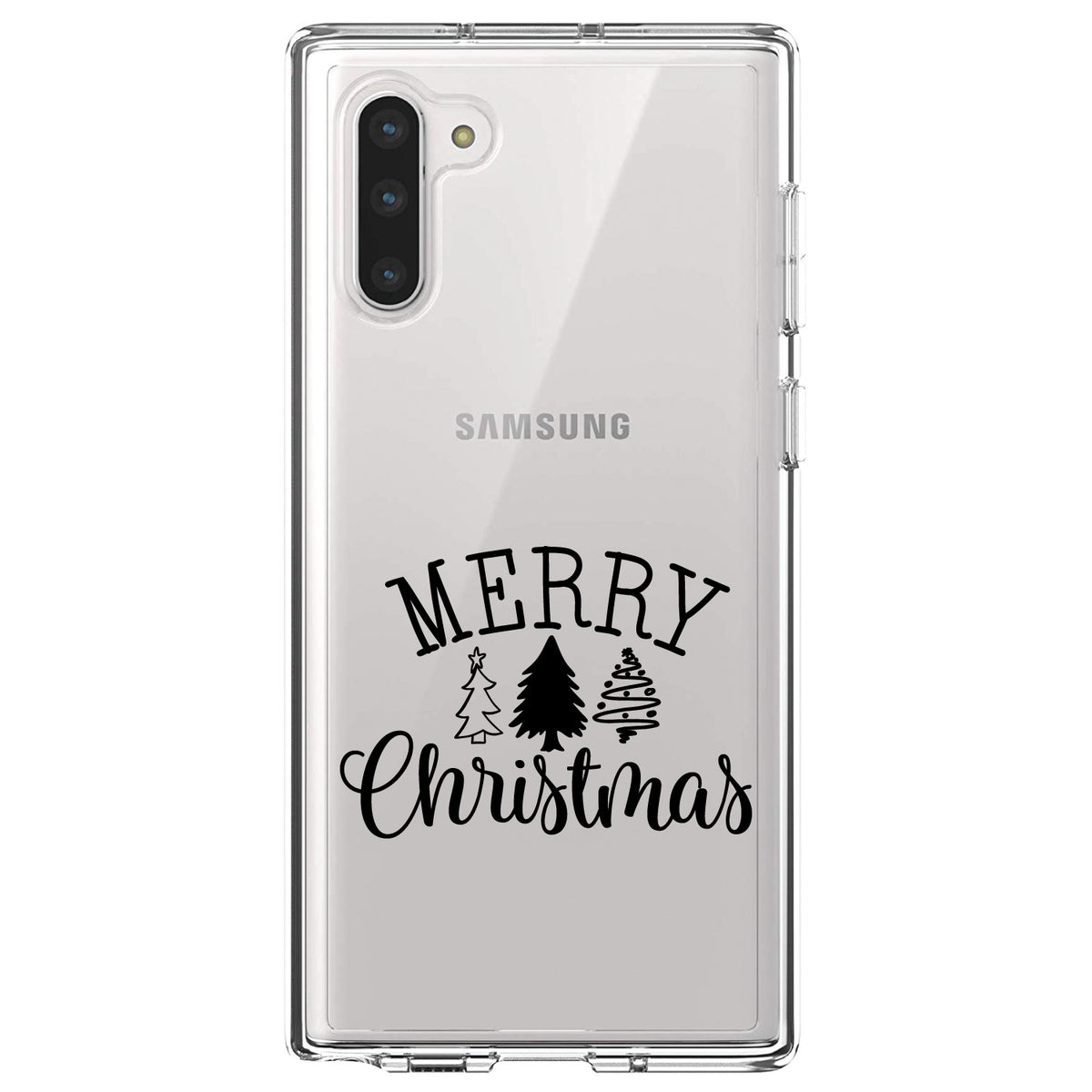 Merry Christmas Doodle Trees Clear Shockproof iPhone Case, view 9