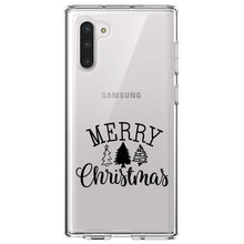 DistinctInk® Clear Shockproof Hybrid Case for Apple iPhone / Samsung Galaxy / Google Pixel - Merry Christmas Doodle Trees