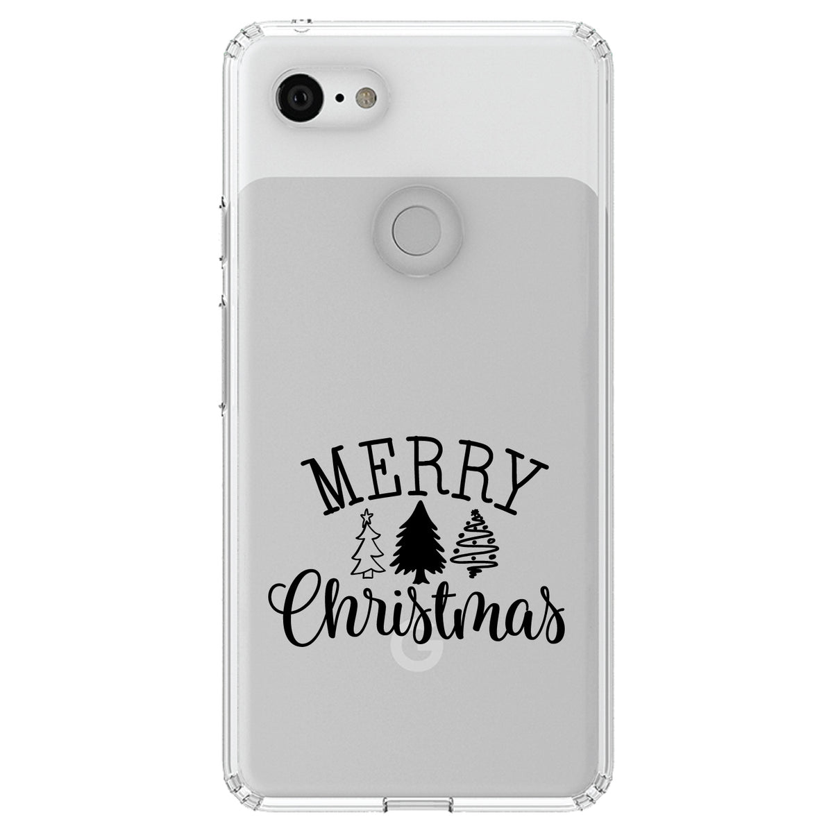 Merry Christmas Doodle Trees Clear Shockproof iPhone Case, view 21